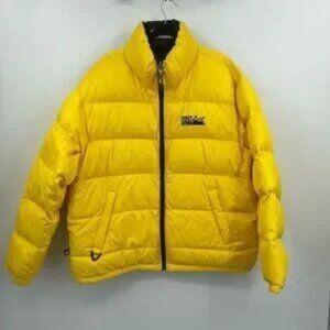 First Down Yellow Reversible Dream It Be It Duck Down Puffer Jacket Size Large